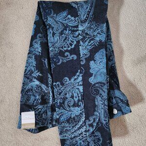 Teal Paisley Girlfriend Slim Ankle Pants